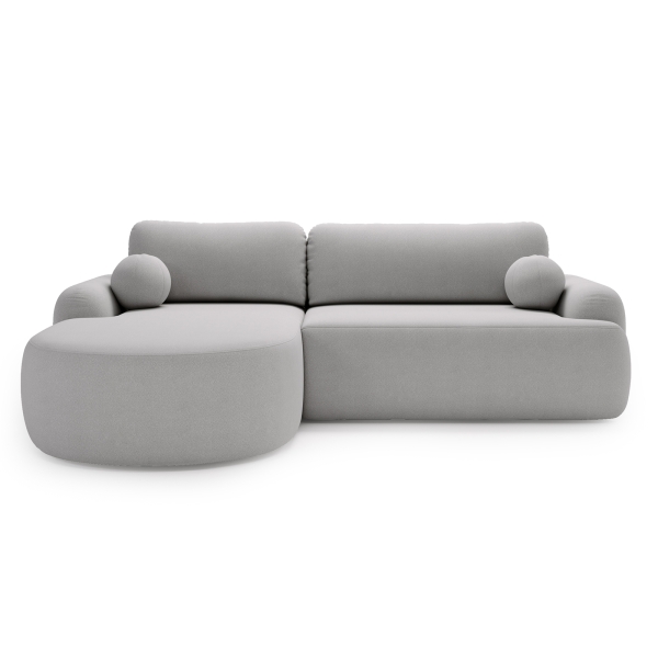 SZARY NAROŻNIK DO SALONU Z FUNKCJĄ SPANIA AGAT L I POJEMNIKIEM - PRZÓD